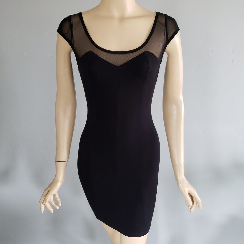 H&M Divided Black Sheer Mesh Bodycon Fitted Mini Dress XS NWT